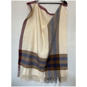 Brown, Blue & Cream Wool Scarf